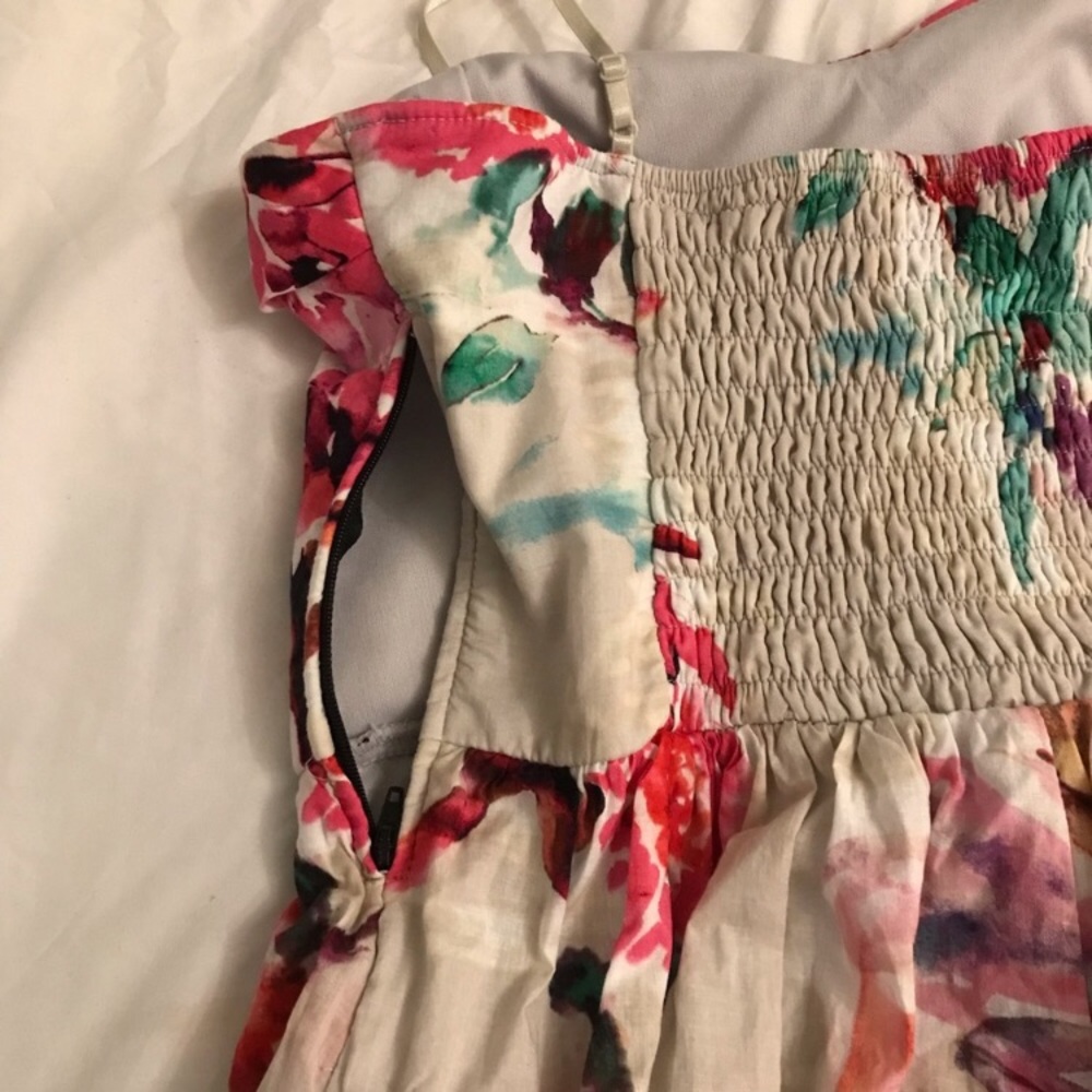 Watercolor Floral Sundress, Cream Pink and Purple, size Medium - Picture 9 of 16